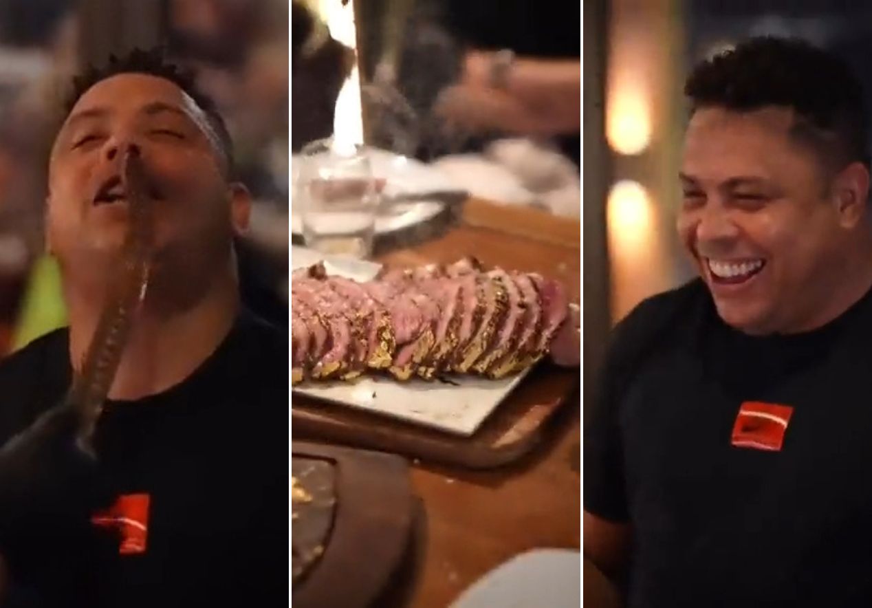 Ronaldo rebate críticas por comer bife folhado a ouro